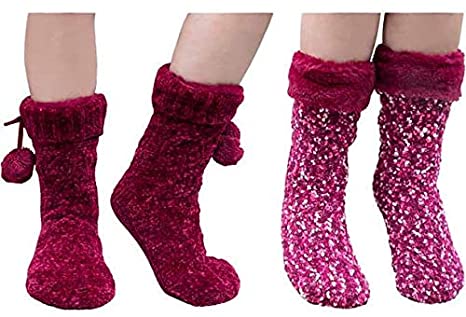 Jane & Bleecker 2 Pair Slipper Socks for Ladies