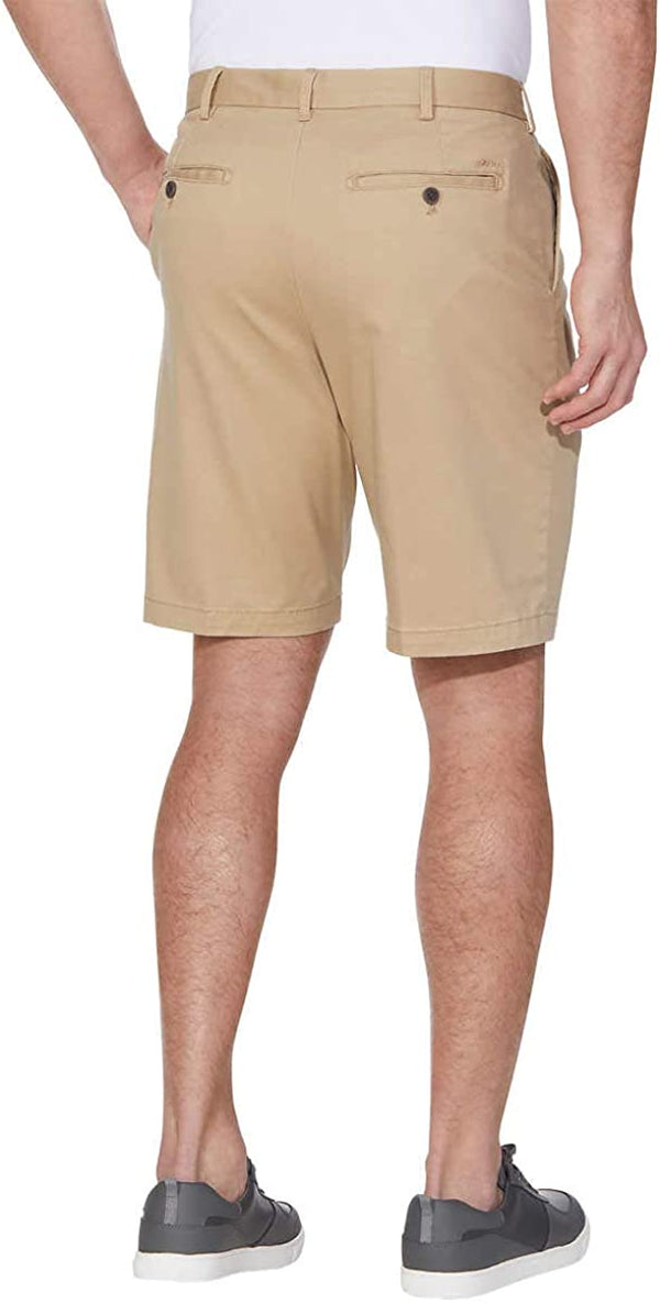 IZOD Men's Flat Front Relaxed Cedarwood Khaki Stretch Shorts