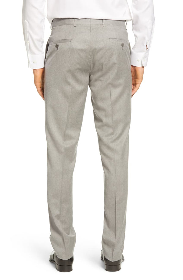 NORDSTROM MEN'S SHOP Trim Fit Flannel Wool Dress Pants GREY SLEET HEATHER