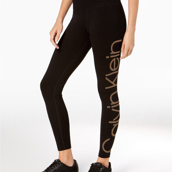 Calvin Klein Performance Women's High Waist Solid (beige) Logo Legging