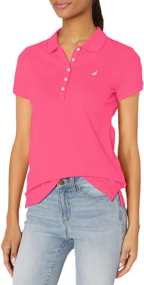 NAUTICA Women's Short Sleeve 5 Buttons 100% Cotton Breathable Shirt