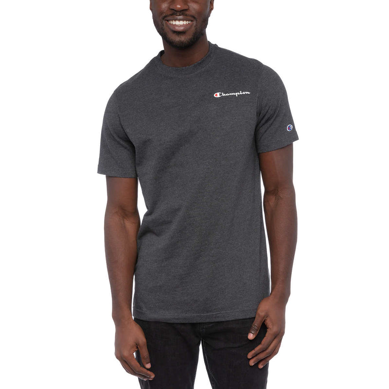 Champion Men's Heritage Script Logo T-Shirt Short Sleeve Crew Navy