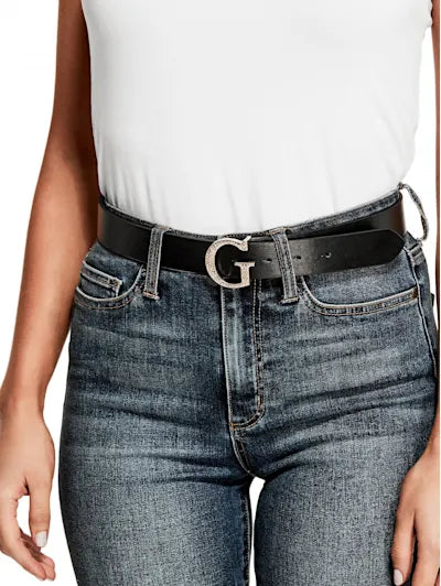 Guess Rhinestone G Logo Buckle Belt