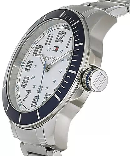 Tommy Hilfiger Classic Men's White Dial Stainless Steel Band Watch - 1791073