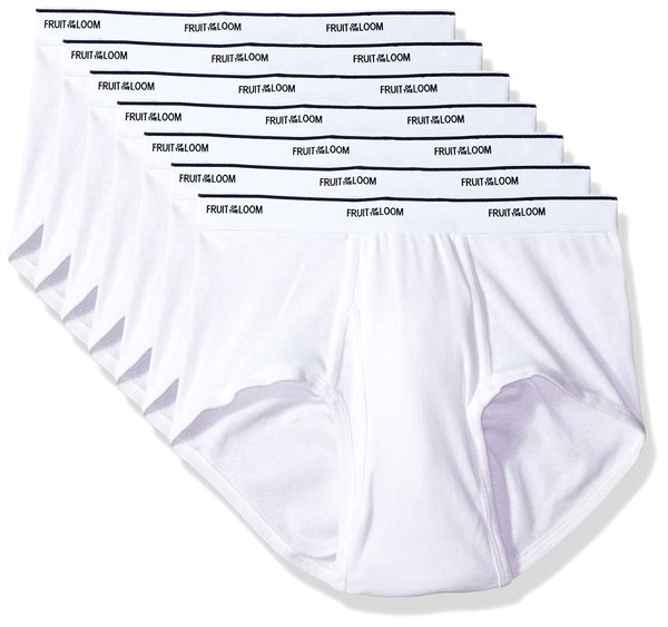 Fruit Of The Loom Men's Full Cut 100% Cotton White Briefs - 7 Pack