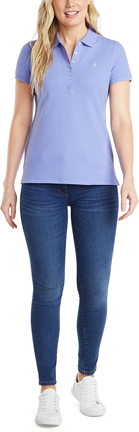 NAUTICA Women's Short Sleeve 5 Buttons 100% Cotton Breathable Shirt