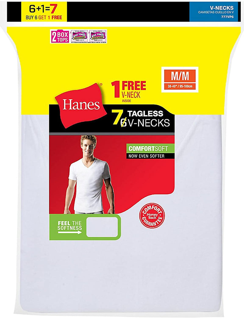 Hanes Men's 7 Pack Comfortsoft Tagless V-Neck T-Shirt