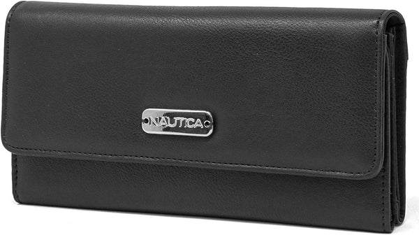 Nautica Money Manager RFID Women’s Wallet Clutch Organizer (Black (Buff))