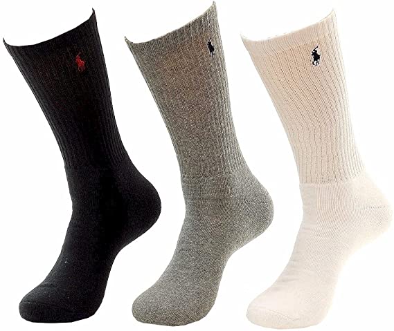 Polo Ralph Lauren Mens' Extended Crew Socks Classic Cotton Multi 3 Pairs