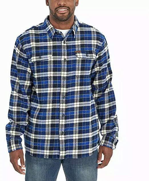Orvis Tall Pine Plaid Heavy Weight Flannel Shirt Men  Warmer Pocket