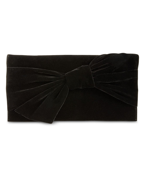 INC Bowah Black Clutch Hands Through with strap Velvet Hand bag