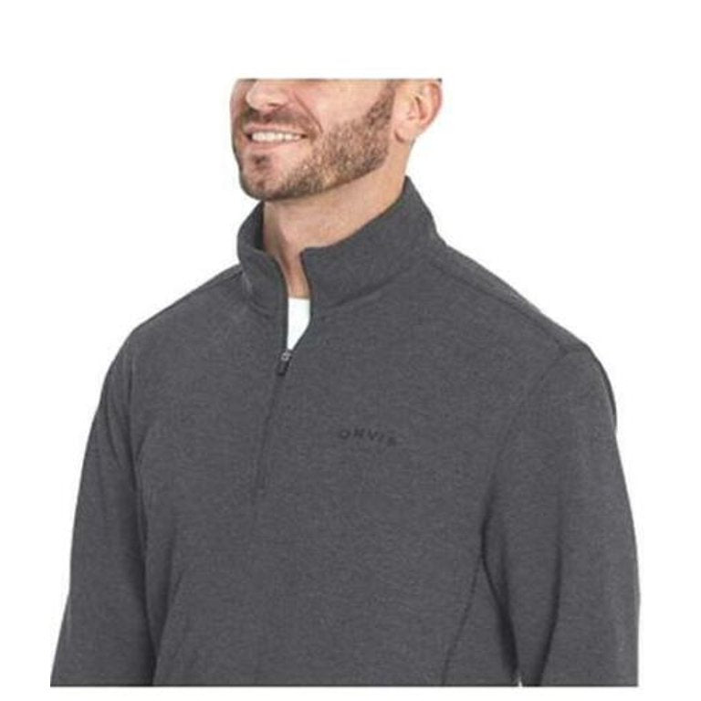 Orvis Mens French Terry One Quarter Zip Pullover Dark gray