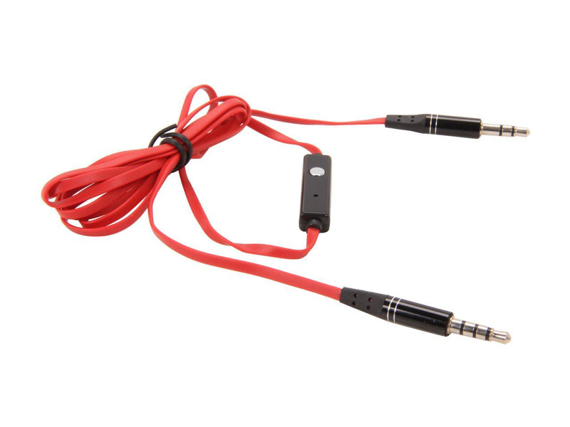 Evogue HF-AUX-MiC Red Stereo Handsfree 3.5mm AUX-Cable with Microphone and Phone Answer Button