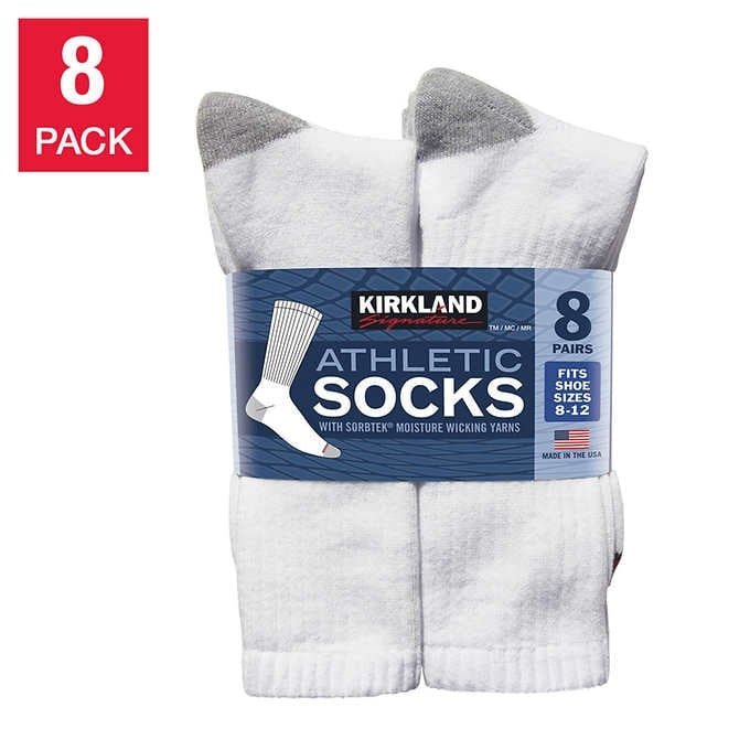 Kirkland Mens Athletic Socks - 8 pairs