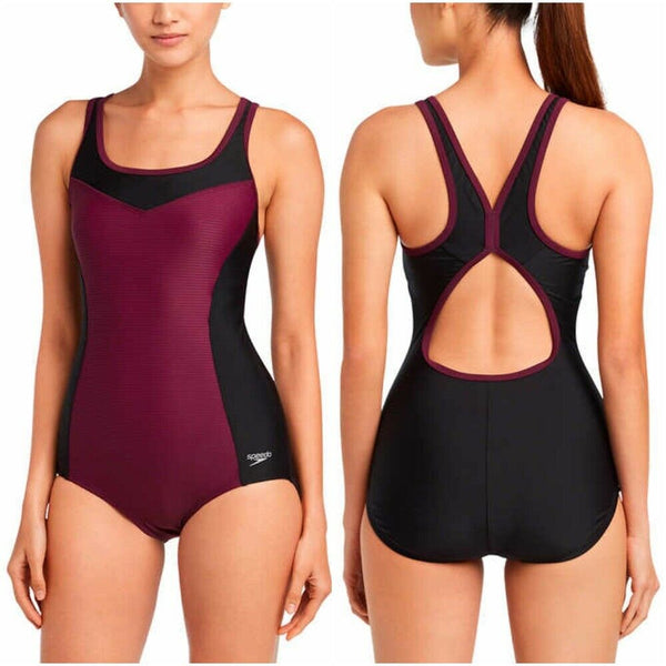 Speedo Women's Swimsuit One Piece Bathing-Suit UV 50+ Co Potent Purple