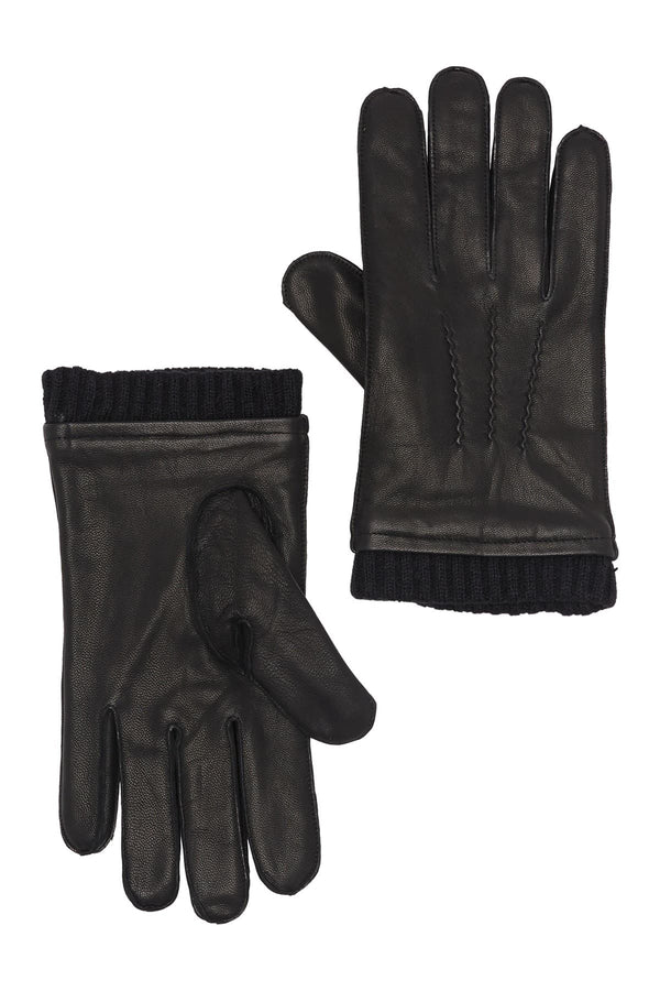 Stewart of Scotland Knit Cuff Micro Fleece Leather Gloves
