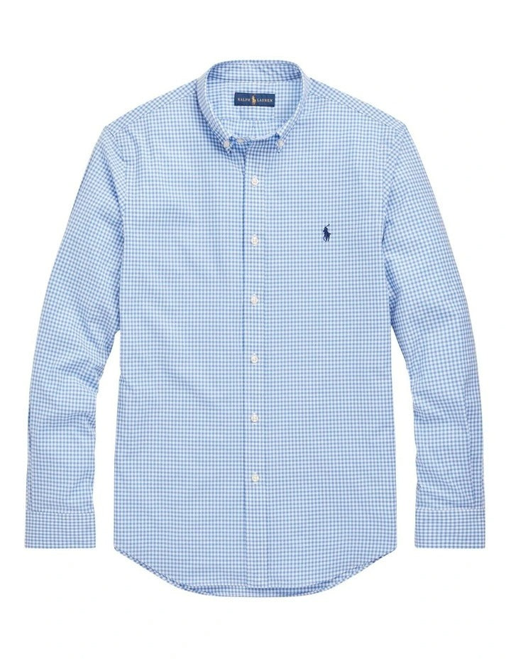 Polo Ralph Lauren Slim Fit Checked Stretch Poplin Shirt in Blue