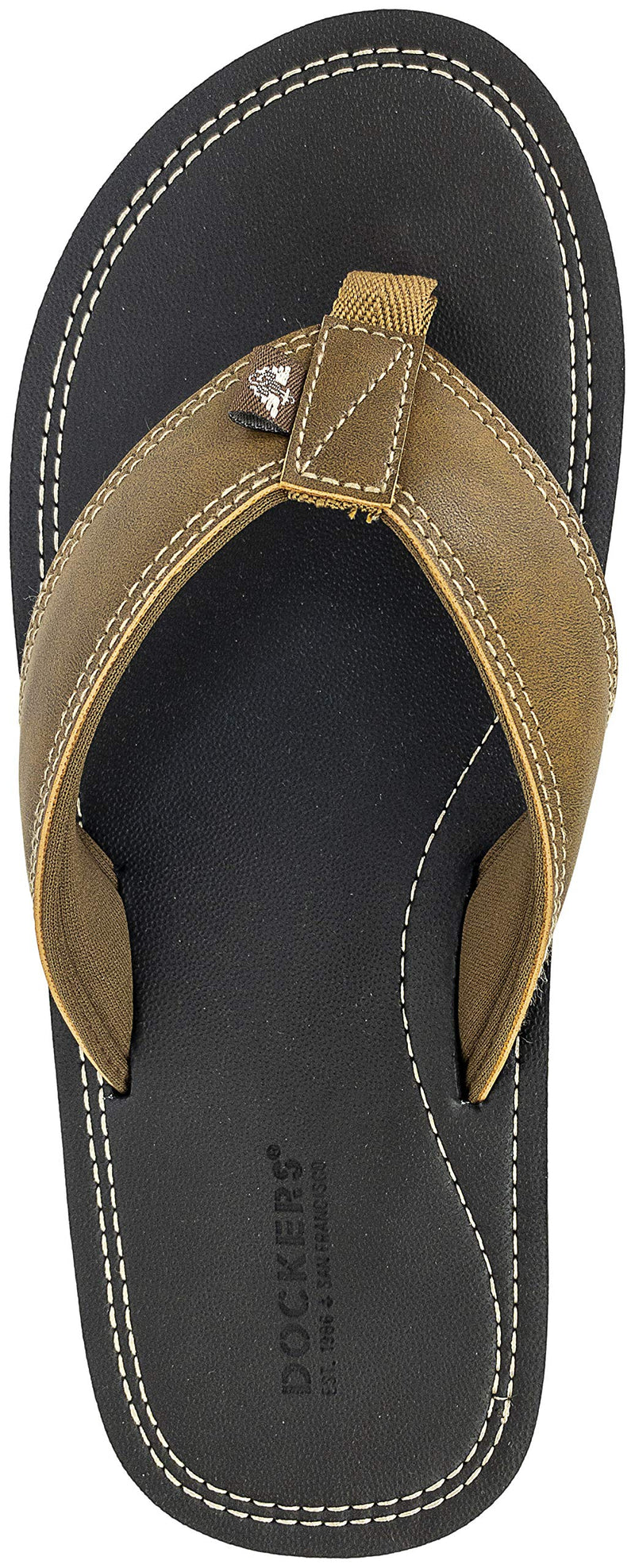 Dockers Men's Flip Flop Sandal ; Classic Comfort Footbed with Two-Tone Upper,  (Black Pebble)