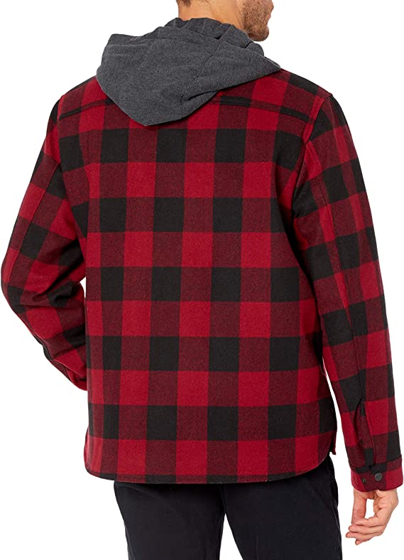 G.H. Bass & Co. Men's Wool Blend Plaid Hooded Work Wear Jacket