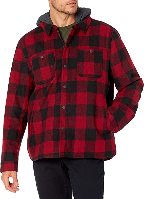 G.H. Bass & Co. Men's Wool Blend Plaid Hooded Work Wear Jacket