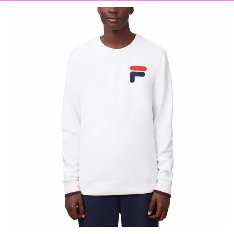 Fila Men s French Terry Crew Neck Sweatshirt L White 200 Brands