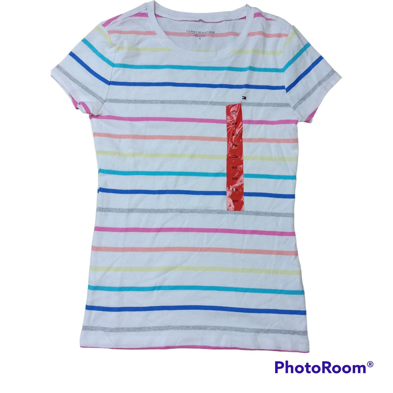 TOMMY HILFIGER   TEE Women Striped Round Neck Multicolor T-Shirt