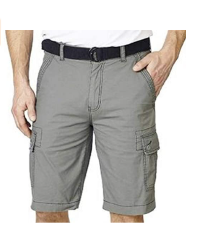 Wearfirst Men's Stretch Cargo Shorts, Belted, Cloudburst