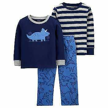 Carter's Toddler Boys 3-piece Fleece PJs Pajamas Sleep Set (Navy Dinosaur)