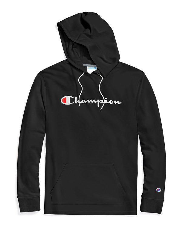 Champion Men's Hoodie Middleweight Script Logo Cotton Jersey Athletic Fit Kanga BLACK