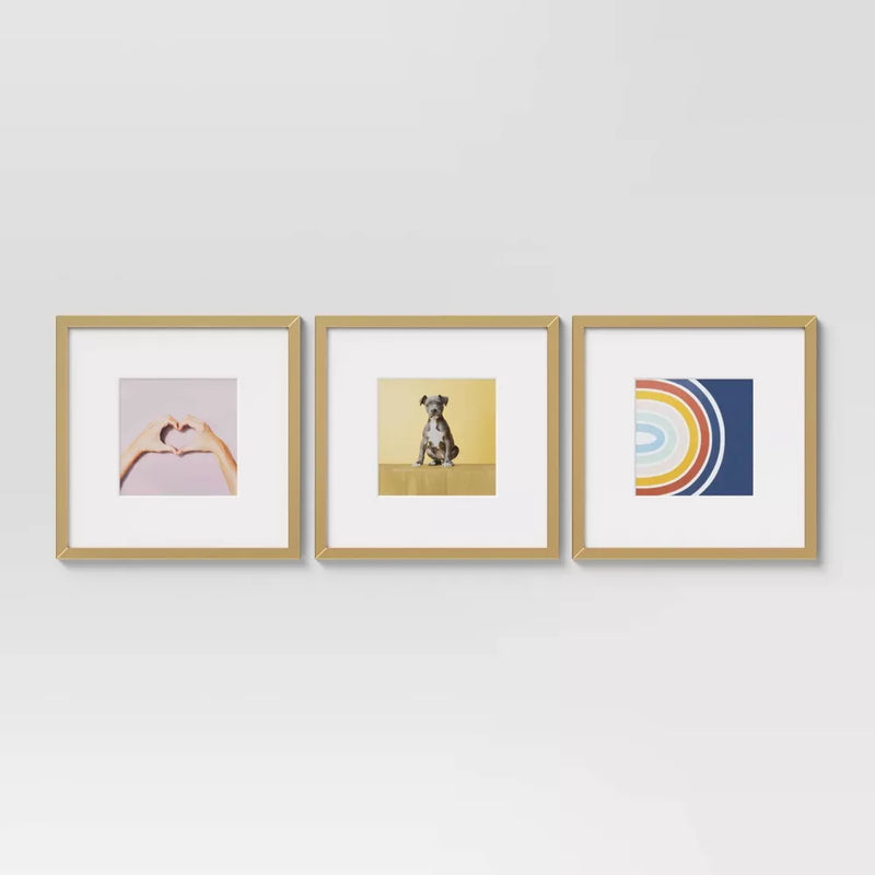 Room Essentials™(Set of 3) 14.5" x 14.5" Matted to 8" x 8" Gallery Frames