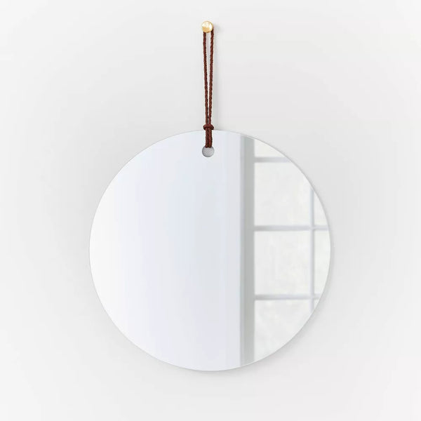 24" Frameless Mirror with Braided Leather Hanging Strap - Threshold™ designed with Studio McGee