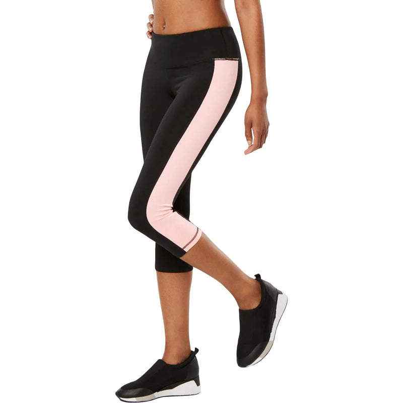 IDEOLOGY WOMENS COLORBLOCK CROPPED ATHLETIC LEGGINGS