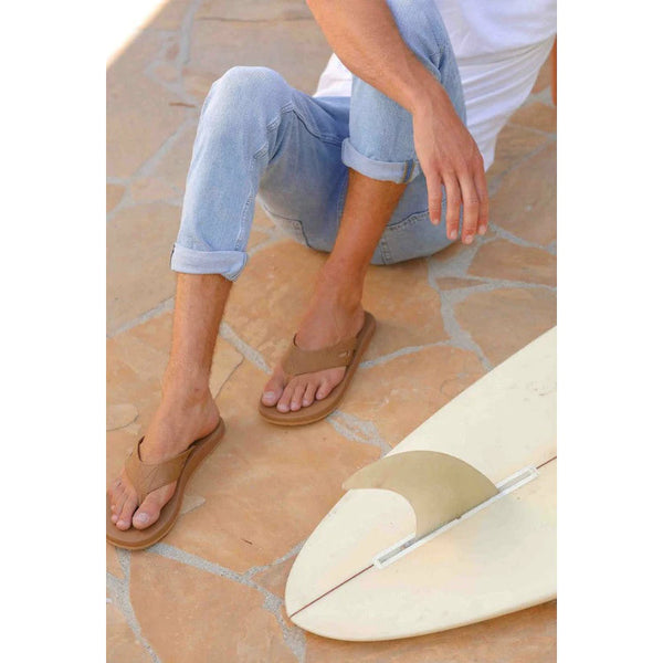 Flojos Men's NEW Hydro Flip Flops Tan Memory Foam Sandals