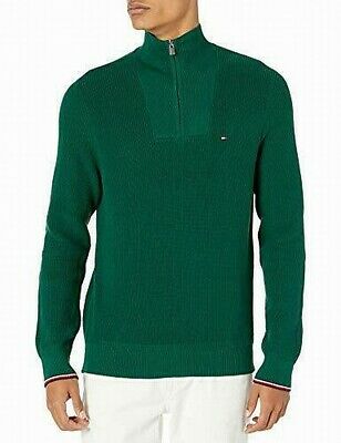 TOMMY HILFIGER MENS Sweater Green Pullover Quarter ‏