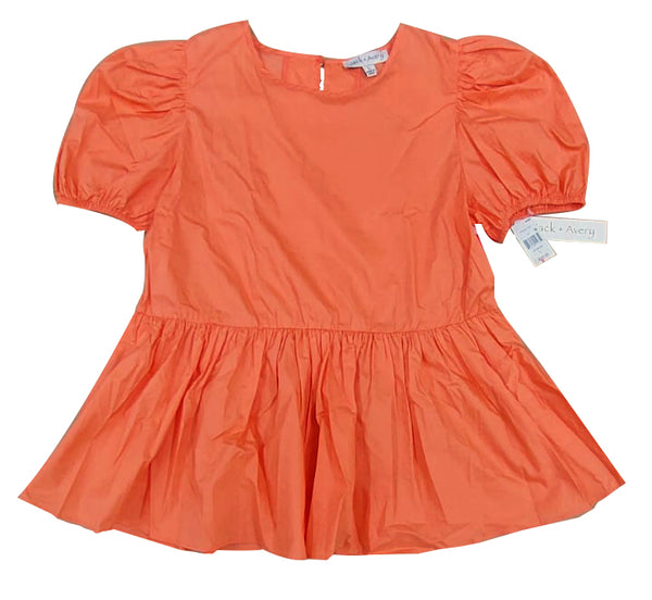 jack+avery Coral Orange Short Sleeve Ruffle Bottom TOP~WOMENS PLUS