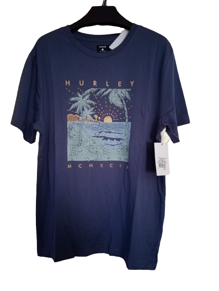 Hurley Men's T-Shirt Short Sleeve Chest Logo blue