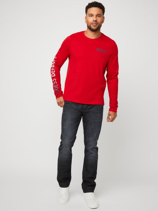 GUESS Vinnie Red Long-Sleeve Tee Shirt