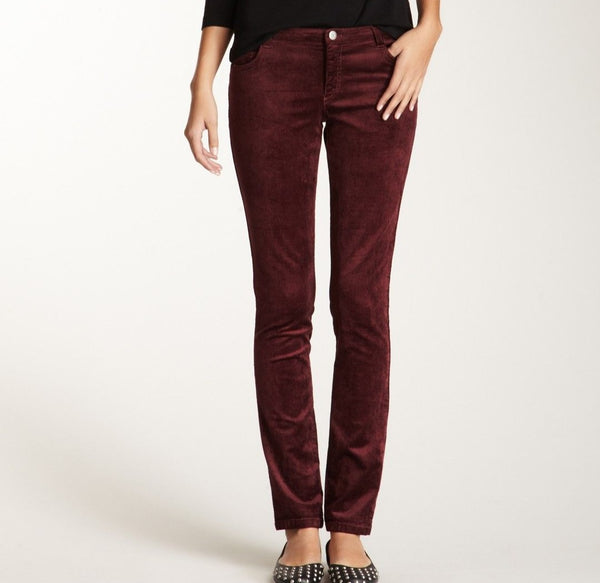 Nine West Heidi Pull on SKINNY Jeans  Yoga Stretch Wine Burgundy