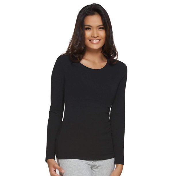 Felina Women's Long Sleeve Layering Crew Neck T-Shirts In Black