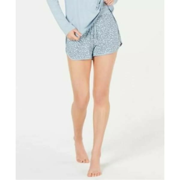 Alfani Ultra Soft Knit Satin Trim Drawstring Pajama Shorts Blue - Sleepwear