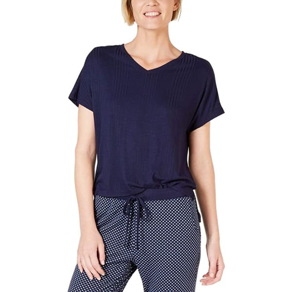 Alfani Womens Navy Comfy Sleepwear Nightwear Pajama Top Loungewear - L - Sleepwear