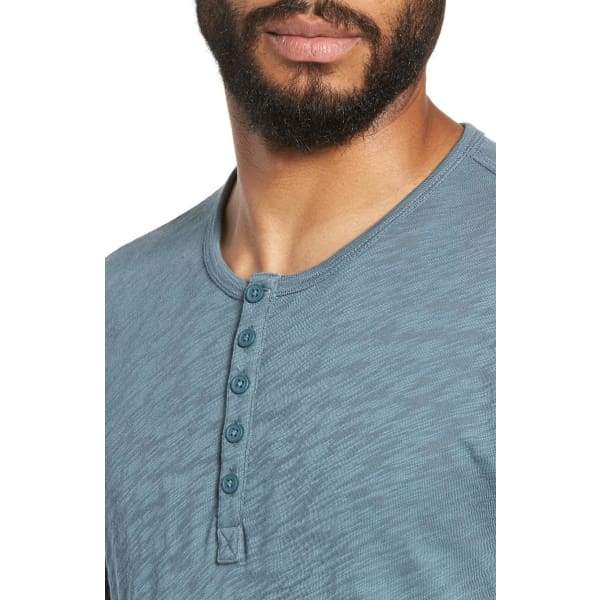 ATM ANTHONY THOMAS MELILLO Raw Edge Henley In Storm - L - Men Sweather Hoodie Pullover