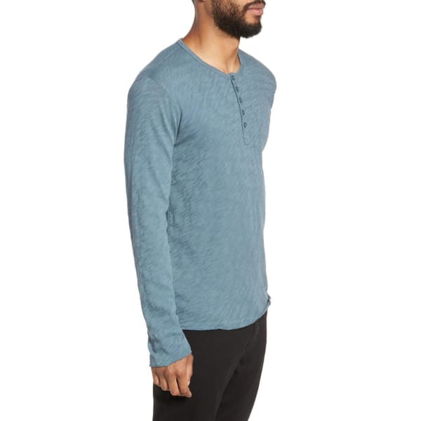 ATM ANTHONY THOMAS MELILLO Raw Edge Henley In Storm - L - Men Sweather Hoodie Pullover