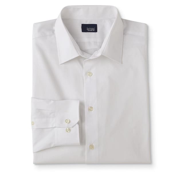 Basic Editions Men’s Classic Fit Button-Front Dress Shirt White - XL - Men Dress Shirt
