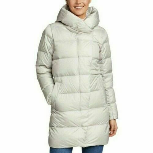 Eddie Bauer Women's CirrusLite Long 650 Fill Down Full Zip Wrap Parka, Gray