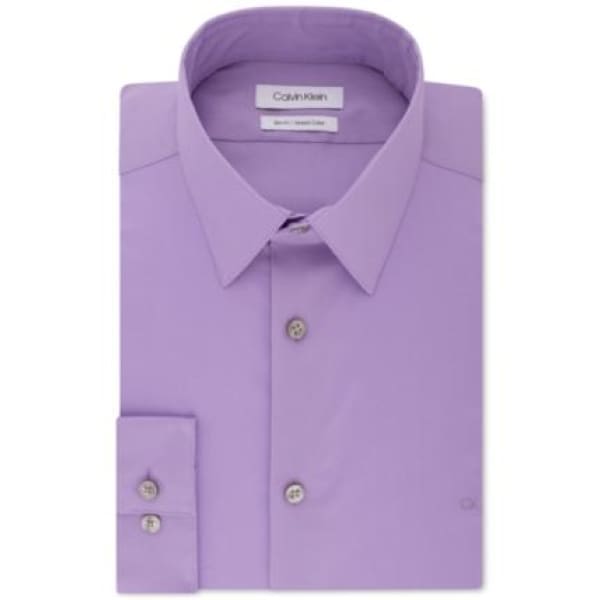 Calvin Klein Men’s Slim-Fit Stretch Flex Collar Solid Logo Dress Shirt - Men Dress Shirt