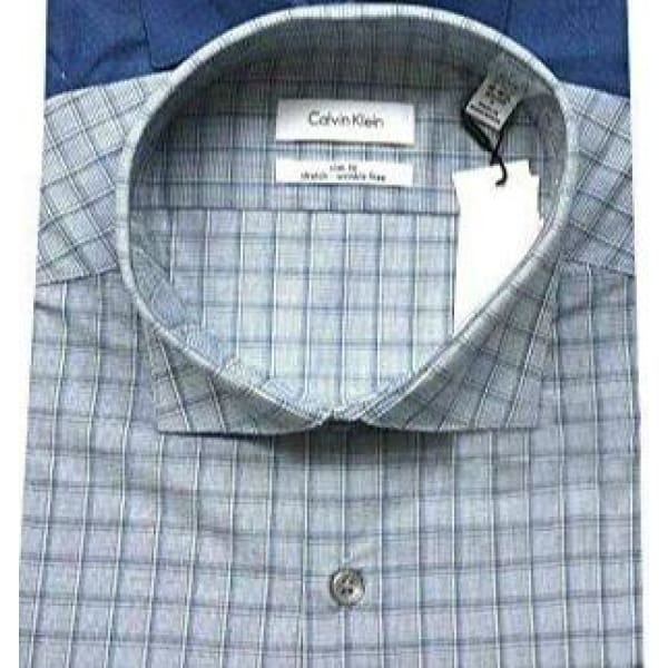 Calvin Klein Men’s Slim Fit Wrinkle Free Stretch Long Sleeve Dress Shirt - M - Men Dress Shirt