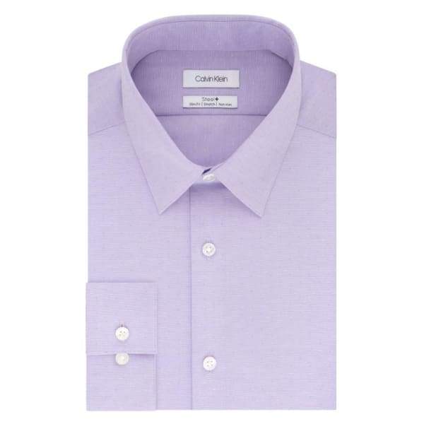 Calvin Klein Slim Fit Stretch Dress Shirt Grape - M - Men Dress Shirt