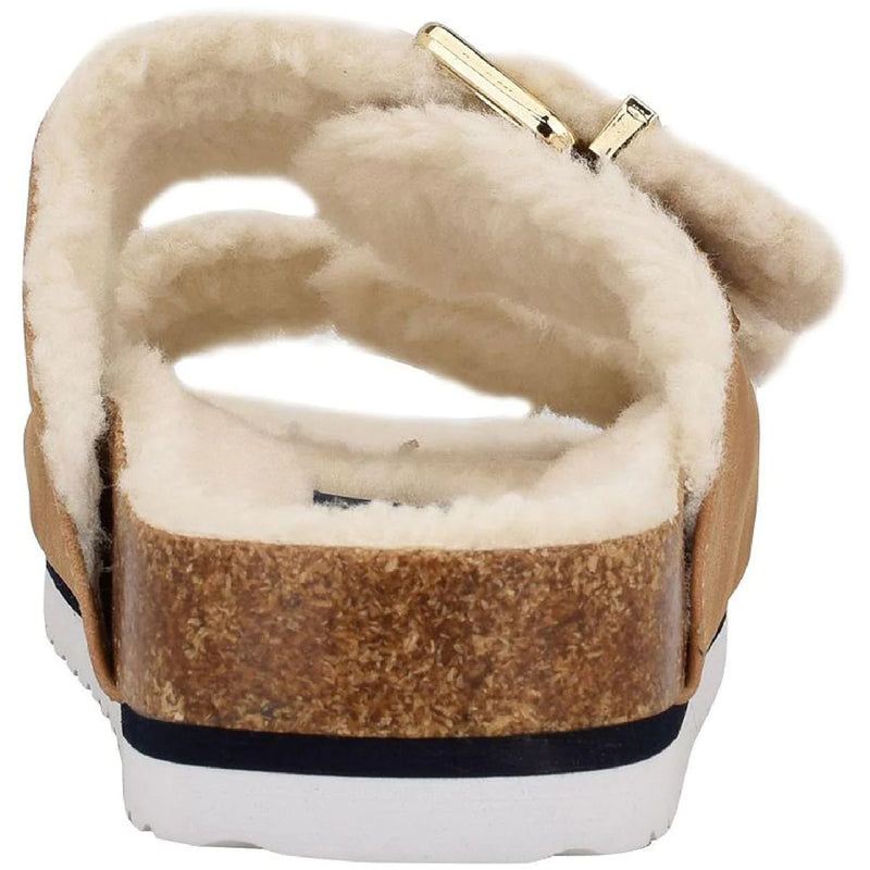 Tommy Hilfiger - Bonia Womens Faux Fur Open Toe Slide Sandals