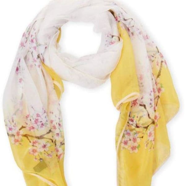 Cejon Light Yellow Blossom Oversized Wrap Cover Up Scarf - Scarf